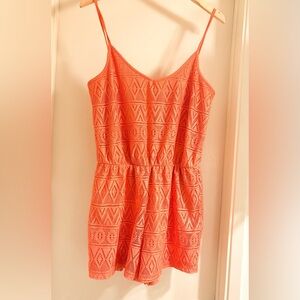 Velvet Heart Orange Crochet Romper
